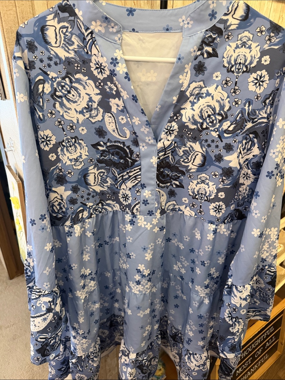 Blue floral knee length dress